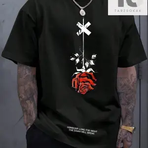 Erkek Büyük Beden Çiçek Desenli Düşük Omuz Kollu Tişört