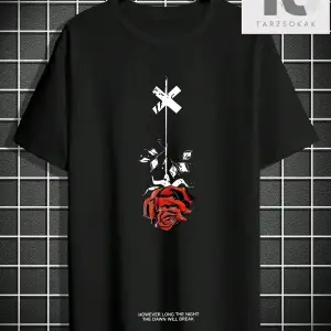 Erkek Büyük Beden Çiçek Desenli Düşük Omuz Kollu Tişört