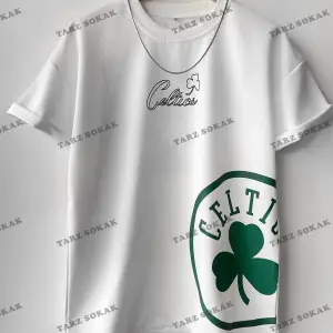 Erkek Celtic Baskılı Pamuklu Bisiklet Yaka Kısa Kollu Oversize