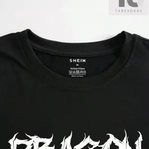 Erkek Çin Ejderhası ve Mektup Baskılı Kısa Kollu Tişört