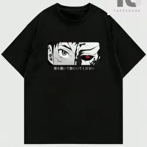 Erkek Çizgi Film Karakteri Baskılı Yuvarlak Yaka Tişört