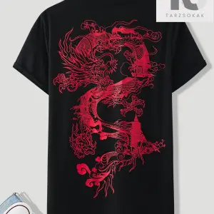Erkek Ejderha Grafikli Tişört