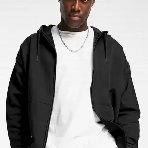 Erkek Ekru Kapüşonlu Fermuarlı 3 Üç İplik Polar Kanguru Oversize Salaş Sweatshirt Beyaz