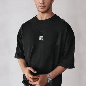 Erkek Free Life Beyaz Bisiklet Yaka Oversize Salas