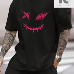 Erkek Güneş ve Ay Baskılı Tişört