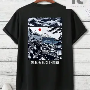 Erkek Heykel Baskılı Bol Tişört