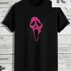 Erkek Kafatası ve Mektup Baskılı Yuvarlak Yaka Tişört