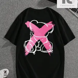 Erkek Kalp ve Ayı Desenli Tişört