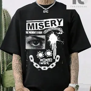 Erkek Karakter ve Harf Baskılı Tişört