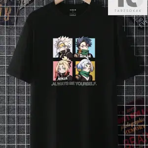 Erkek Karikatür Mektup Baskı Kısa Kollu Tişört