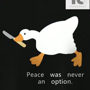 Erkek Karikatür Ördek Baskılı Yuvarlak Yaka Sloganlı Tişört