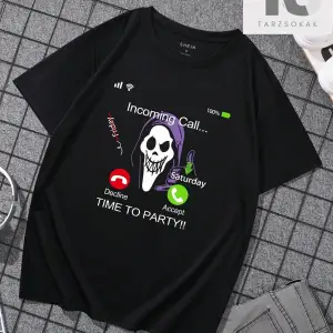 Erkek Karikatür Ördek ve Mektup Baskılı Yuvarlak Yaka Tişört