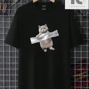 Erkek Kedi ve Mektup Baskılı Tişört
