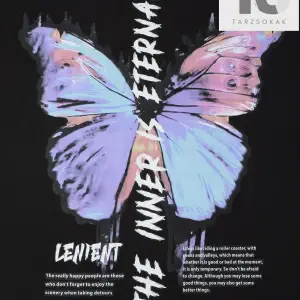 Erkek Kelebek Ve Slogan Grafikli Tişört