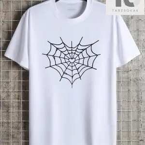 Erkek Örümcek Ağı Baskılı Tişört