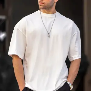 Erkek Oversize Basic Pamuklu Kısa Kollu