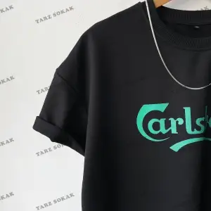 Erkek Oversize Calsberg Baskılı Bisiklet Yaka