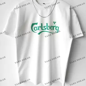 Erkek Oversize Calsberg Baskılı Bisiklet Yaka