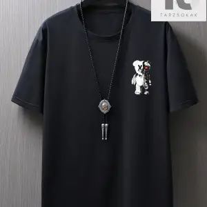 Erkek Pamuk Ayı ve Mektup Grafikli Tişört