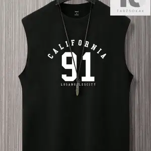 Erkek Pamuklu Harfli Grafik Tank Top