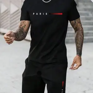 Erkek Rahat Yaz Takımı - Kısa Kollu Harf ve Grafik Baskı No Tişört Ve Şort Takımı