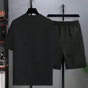 Erkek Siyah Boston International Baskılı Oversize Şortlu Takım Tw-bstontakims