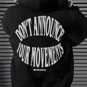 Erkek Siyah Dont Announce Kapüşonlu Oversize 3 iplik Şardonlu Salaş Bol Kesim Hoo