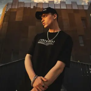 Erkek Siyah Interpol Baskılı Oversize Pamuklu Bisiklet Yaka T-shirt