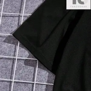 Erkek Siyah Örgü Yuvarlak Yaka Kısa Kollu Tişört