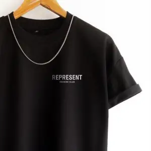 Erkek Siyah Premium Represent Baskılı Oversize Bisiklet Yaka Kısa Kollu Tişört