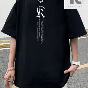 Erkek Slogan Baskılı Yuvarlak Yaka Tişört