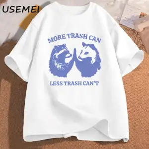 Erkek T-shirt daha çöp tenekesi daha az çöp tenekesi değil grafik T-shirt erkek giyim Tshirt 2823