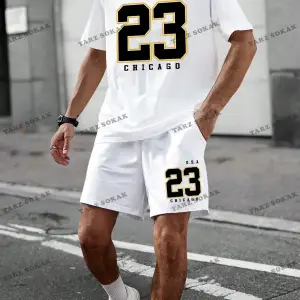 Erkek Yazılı Baskılı Kısa Kollu Tişört Ve Şort Takım