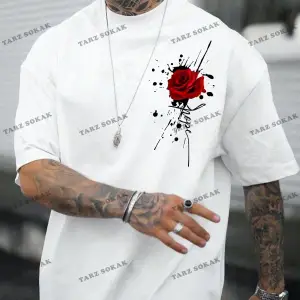 Erkek Yazılı Bayrak Baskılı T-Shirt ve Şort Takım