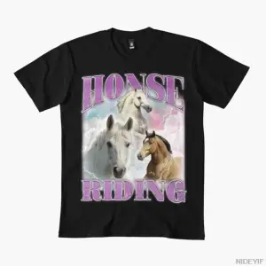 Erkekler Kadınlar İçin Honse Binicilik Tişörtü %100 Pamuklu Tişörtler Kısa Kollu Üstler 1222-