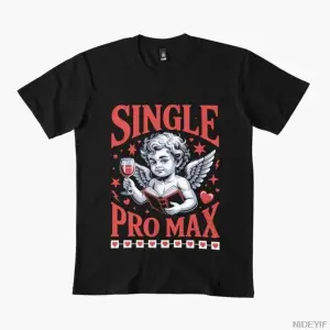 Erkekler Kadınlar İçin Tek Sevgililer Günü Karşıtı Şaka Tişörtü %100 Pamuklu Tişörtler Kısa K