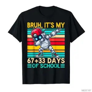 Erkekler ve Kadınlar İçin Komik 100. Gün Tişörtü, Okul Robotları, 67 33 Gün Okul, %100 Pamukl