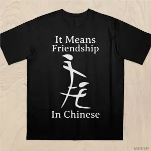 Erkekler ve Kadınlar İçin Tişörtlerdeki Dostluk Demektir %100 Pamuklu Tişörtler Kısa Kollu Üs