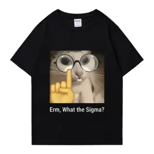 Erm, What The Sigma? Meme Funny T-Shirts Silly Cat Humor Print T Shirt Men Women Cute vintage