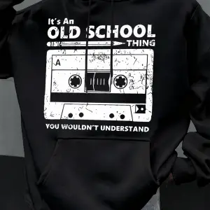 Eski Okul Tarzı Baskılı Erkek Kapüşonlu Sweatshirt Sonbahar Hip Hop Kapüşonlu Günlük Polar Sp