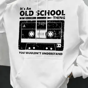 Eski Okul Tarzı Baskılı Erkek Kapüşonlu Sweatshirt Sonbahar Hip Hop Kapüşonlu Günlük Polar Sp