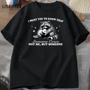 Esprili rakun T-shirt Harajuku hayvan severler gündelik giyim T Shirt erkek kadın nefes üstle 2811