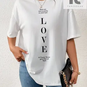 Essnce Sloganlı Grafikli Düşük Omuzlu Tişört