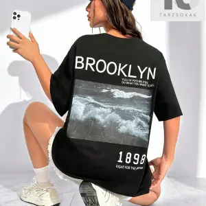 Essnce Sloganlı Grafikli Düşük Omuzlu Tişört