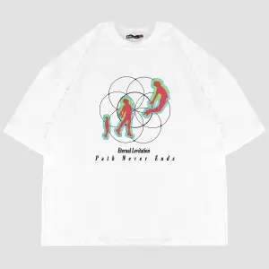 Eternal Levitation Baskılı Beyaz Oversize Unisex