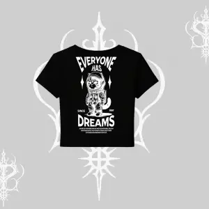 Everyone Has Dreams Yazılı Astronot Kedi Arka Baskılı Babby Tee Tshirt