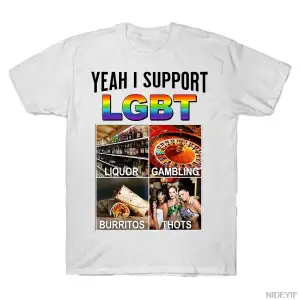 EVET BEN LGBT MEMEİ DESTEKLEYİYORUM Erkekler Kadınlar İçin %100 Pamuklu Tişörtler Kısa Kollu