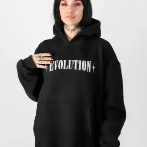 Evolution Baskılı Oversize Unisex Kapüşonlu Beyaz