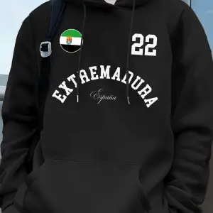 Extremadura İspanya Bayrağı Baskılı Kapüşonlu Erkek Eşofman Cepli Kazak Sportif Bol Sweatshir