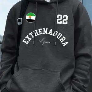 Extremadura İspanya Bayrağı Baskılı Kapüşonlu Erkek Eşofman Cepli Kazak Sportif Bol Sweatshir